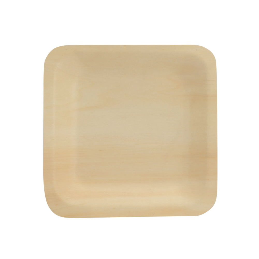 Piatto Quadro in Legno Naturale - 115x115 mm